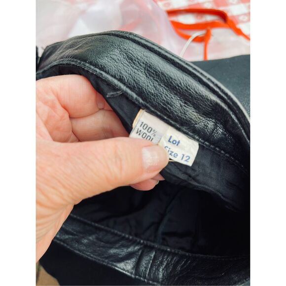 Vintage Elizabeth New York size 12 black wool and leather midi skirt - Picture 6 of 9